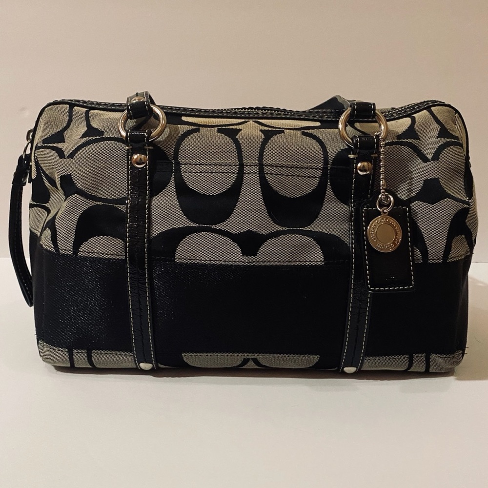 COACH Signature C Satchel, Black and Gray